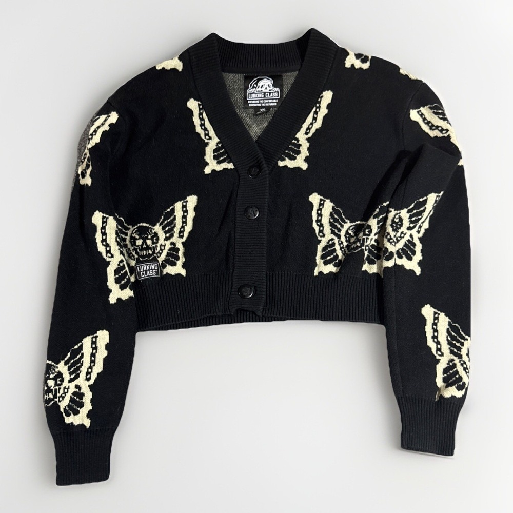 Lurking Class Women's  Butterfly Design Cardigan Sweater Size XS